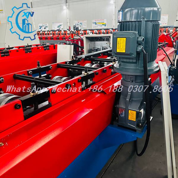 Drive section of light gauge steel machine with motor and gearbox