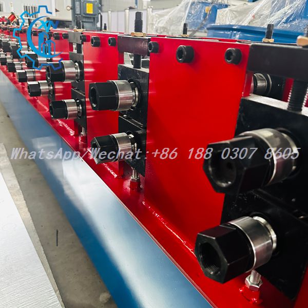Side view of light gauge steel machine with multiple forming stations
