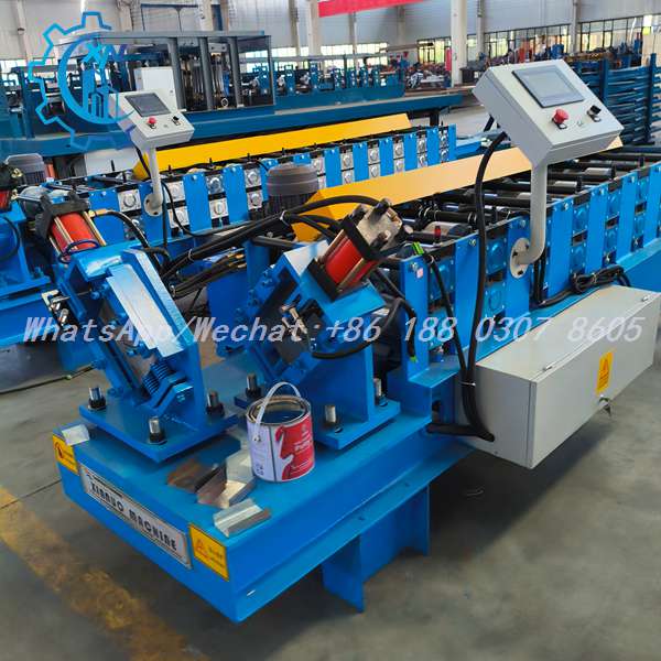 Metal stud roll forming machine with hydraulic punching units