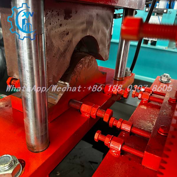 Arc shaped die pair with guide posts on ridge cap machine