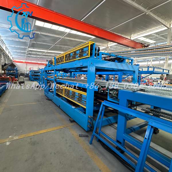 Full line view with safety cages on sandwich production line