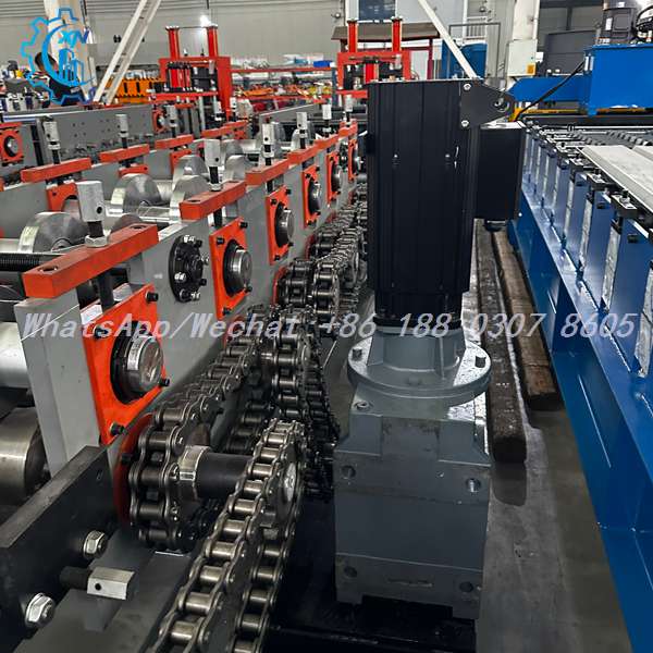 Vertical drive unit and chain run on C channel forming machine