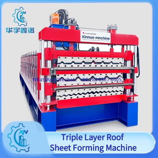 Triple layer roof sheet forming machine