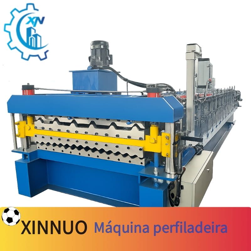 Máquina perfiladeira dupla camada com dois modelos de telha