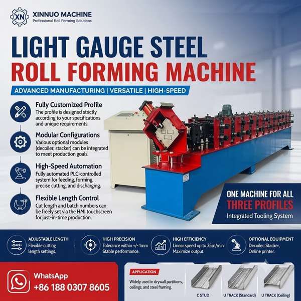 Light Gauge Steel Roll Forming Machine - Stud and Track Production Line