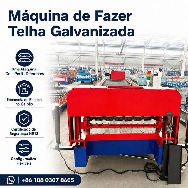Máquina de Fazer Telha Galvanizada - Perfiladeira de Telhas Onduladas