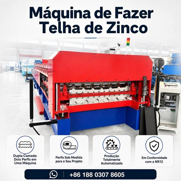 Máquina de Fazer Telha de Zinco - Perfiladeira de Telhas Onduladas