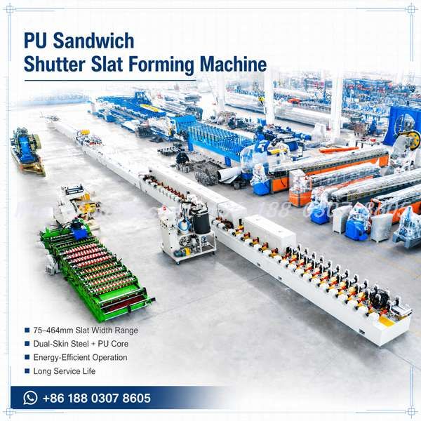 Roller Shutter Door Roll Forming Machine - Forming and Foaming Line for PU Insulated Slats