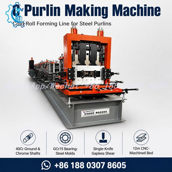 C Channel Roll Forming Machine - Automatic Size Change C Purlin Line with Adjustable Web Height and Flange Width