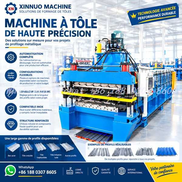 Machine à tôle - ligne de profilage à froid pour tôle nervurée, imitation tuile et bac acier de bardage