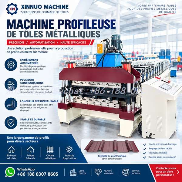 Machine profileuse à froid - ligne de profilage pour tôle nervurée et bac acier, avec cisaille hydraulique et groupe hydraulique intégrés