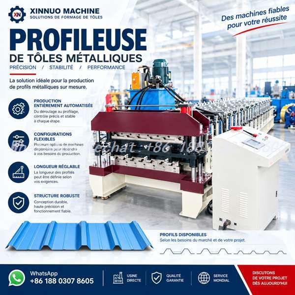 Profileuse à froid pour tôle nervurée et bac acier - ligne de profilage complète avec cisaille hydraulique